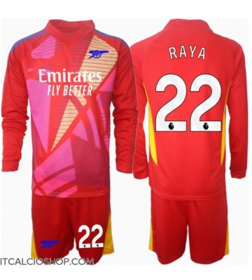 Arsenal David Raya #22 Portiere Seconda Maglia Bambino 2024-25 Manica Lunga (+ Pantaloni corti)